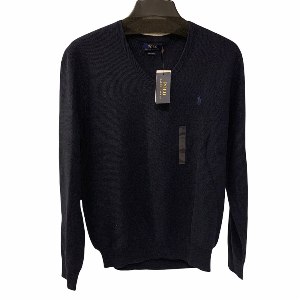 Polo Ralph Lauren Pima Cotton Sweater blue NEW $89 - Picture 2 of 5